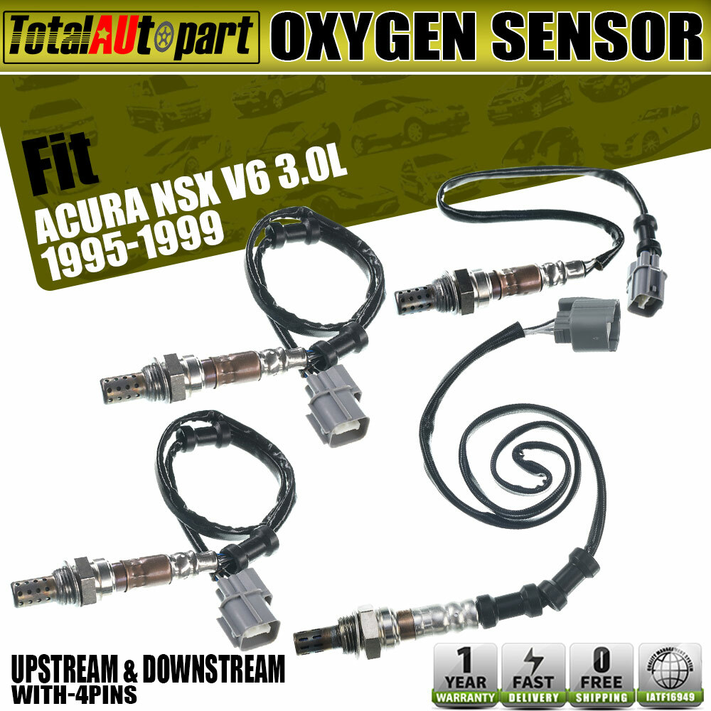 4x O2 Oxygen Sensors for Acura NSX 1995-1999 V6 3.0L C30A1 Upstream & Downstream