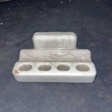 Vintage Bathroom Toothbrush Holder White Porcelain Wall Mount 4 Slots
