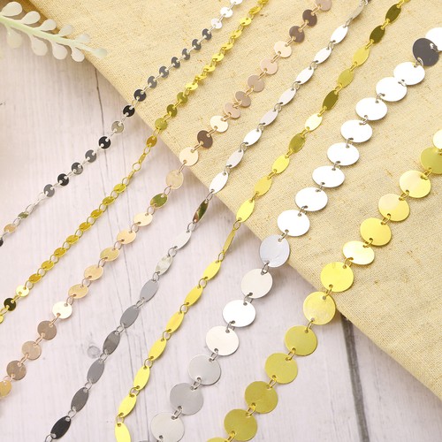 Sequin Link Chain, 6.56 Ftx6mm Flat Round Link Chains Silver - Picture 5 of 6