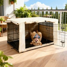 HiCaptain Double Door Dog Crate Cover Fits 22 24 30 36 42 48 inches Wire Crate 