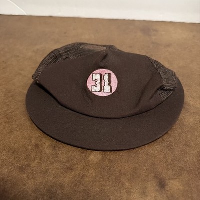 1980s Baskin Robbins Ice Cream Cap Hat 31 Flavors Leather Strap Brown Pink