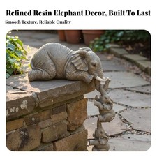 3-Piece Elephant Statue Long-Lasting Resin Mother and Baby Elephant Statue