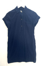 J CREW Navy Blue Polka Dot Shift Dress Pop-Over Size XS
