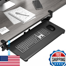 Keyboard Tray Under Desk, Pull Out Keyboard  Mouse Tray with Adjustable C-clamp
