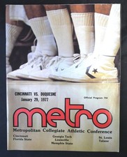 Jan 29th 1977 METRO Conference Cincinnati vs Duquesne Game PROGRAM Basketball 