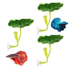 3 Pcs Betta Fish Bed Leaf Betta Suction Cup Tank Decor Green Hammock for Fish