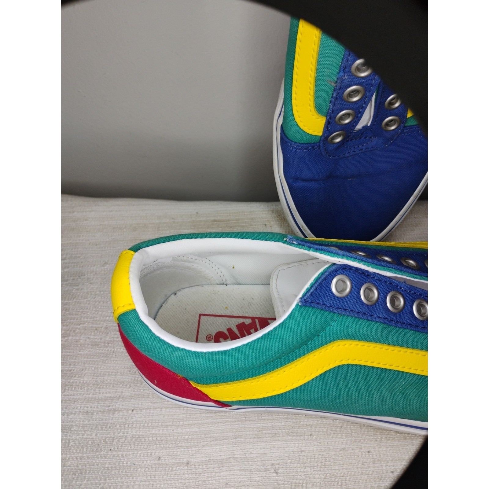 Vans Old Skool Men's 7 Off The Wall Laced Skate Shoes Blue Yellow Green Red Y2K thumbnail 2