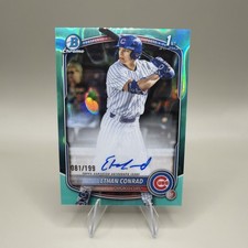 2025 Bowman Draft Prospect Auto Ethan Conrad Aqua Wave Refractor /199 CPA-EC 1st