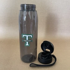 Tupperware Eco Water Bottle 25 oz. Black with Logo #9149 Flip Top Seal Strap New
