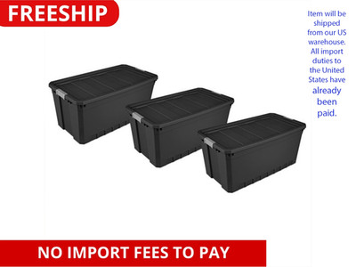 50 Gallon Stacker Tote Plastic, Black, Set of 3  Ships from USA