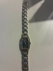 VTG Seiko Watch Women 16mm Blue Dial Silver Tone Rectangle 1N00-0GA0