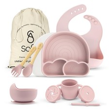 BPA-Free Silicone Baby Feeding Set - Suction Plate, Bowl, Bib  Cup - 11-Piece W