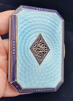 EXQUISITE ANTIKE WIENER JUGENDSTIL SILBER GUILLOCHE EMAILLE DOSE 1872-1922 RAR!!