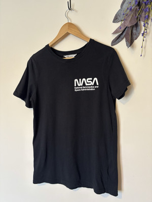 Back Print H&m T Shirt H&M Black NASA T-shirt With Logo Print