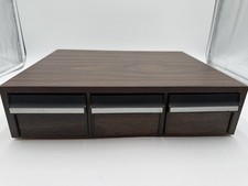 Vintage 36 Cassette Tape Storage Cabinet 3 Drawer Woodgrain Audio Organizer