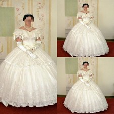 Lace Wedding Dress 1890s Short Sleeve Victorian Timeless Bride Dress Classical