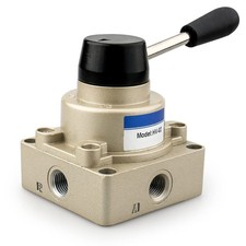 Baomain Rotary lever hand valve HV-02 PT1/4 Air Flow Control 3 Position 4 Way