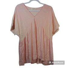 Sugarfox Pink Embroidered Short Sleeve Top Size L