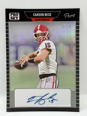 2023 Pro Set Pure Clear Magenta Spectrum Carson Beck Auto #/10 Bulldogs SN AU