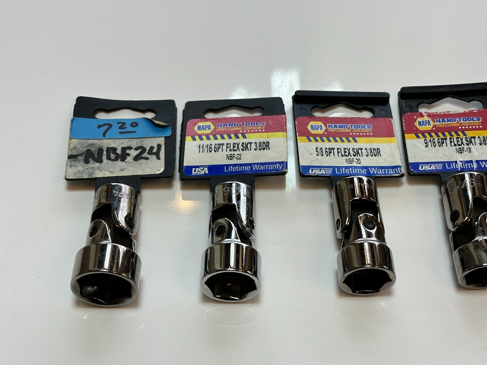 NAPA Tools USA 7pc SAE 3/8-3/4” Swivel Universal Socket Set, 3/8” Drive, NEW NOS