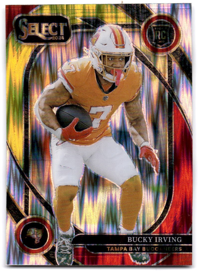 2024 Panini Select #239 Bucky Irving Red & Yellow Prizm Shock