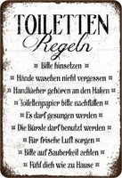 "Schild Spruch \"Toiletten Regeln, Bitte Hinsetzen\" 20 X 30 Cm Blechschild"