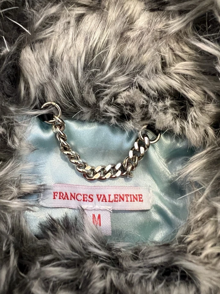 Frances Valentine Women Gray Faux Fur Poncho Coat Designer Vintage Inspired - Image 3 of 4