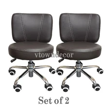 Technician Stool Upgraded Pedicure Chair Nail Stool Adjustable Set2-Dark Brown