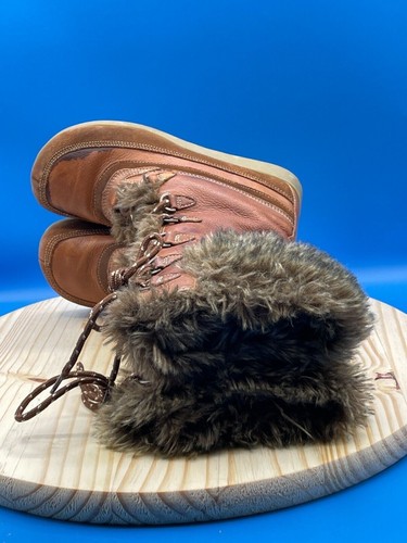 Aldo kniehohe Schneestiefel Damen Gr. 7,5 braun Leder Schnürung Kunstfell - Bild 5 von 9