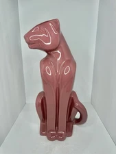 HTF Vintage MCM Haeger Pottery Large 6048 PINK Glaze Ceramic Sitting Panther 21”