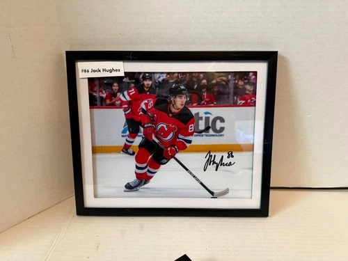 Jack Hughes #86 New Jersey Devils Hockey Autographed Framed Photo Signed Display