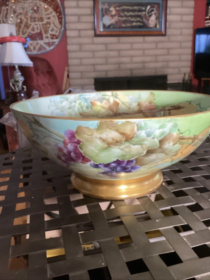 "Tazón grande de porcelana pintado a mano con diseño de fruta 13 1/2 X 6""" Foto 3 de 4