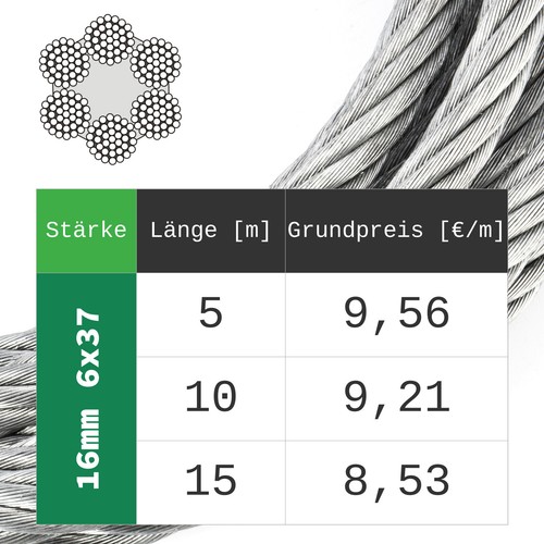 5 - 200 Meter Seile Drahtseil Stahlseil Verzinkt 1 - 20 mm Draht Windenseil TOP - Bild 26 von 28