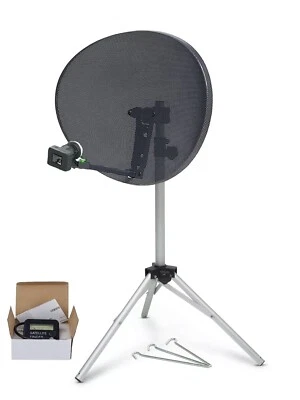 SSM 80 cm Plato Cuádruple LNB y Trípode + Buscador Satélite Para Cielo, Caravana De Campamento Portátil