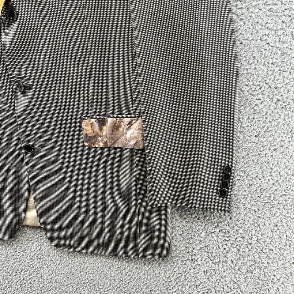 Samuelsohn Sport пальто мужчин 44L черный заколка чек цветочный лацкан вечеринки коктейль блейзер - Изображение 2 из 4