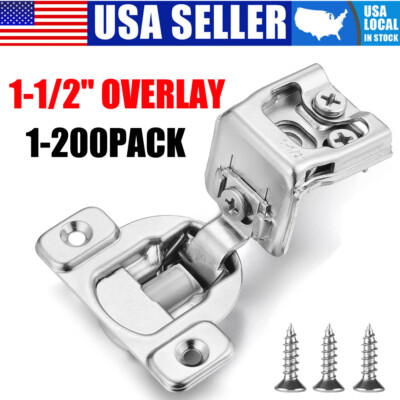 1-1/2'' Overlay Soft Close Cabinet Hinges Satin Nickel Kitchen Cabinets Handware