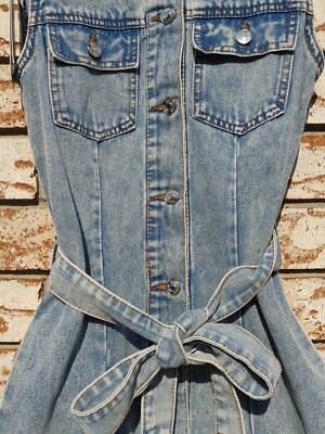 Women's Denim Collection CI SONO Medium Wash Sleeveless Button Down Dress  Sz SM | eBay