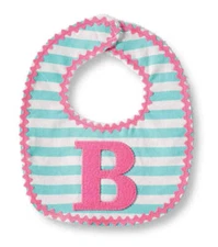Mud Pie Initials Baby Girl B Striped Bib