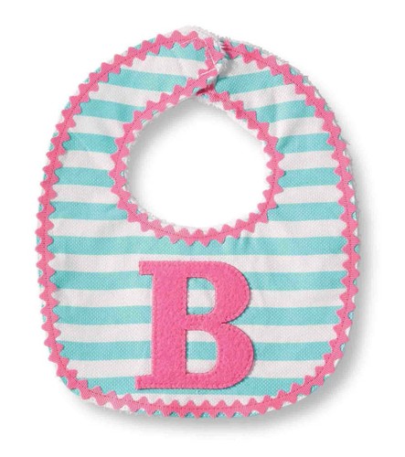 Mud Pie Initials Baby Girl B Striped Bib - 第 1/1 張圖片