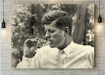 VINTAGE PHOTO B&W JFK KENNEDY PORTRAIT SMOKING CIGAR NEW ART PRINT POSTER CC5191