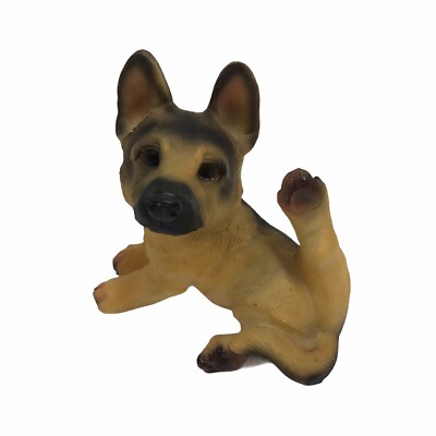 Adorable German Shephard Puppy Eyes Scratch Figure Statue Resin 5'' Realistic