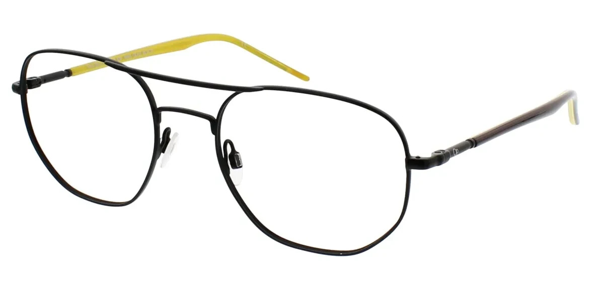 OP Mas Olas Black Metal/Yellow Aviator Optical Eyeglasses Frame 53-20-140 RX