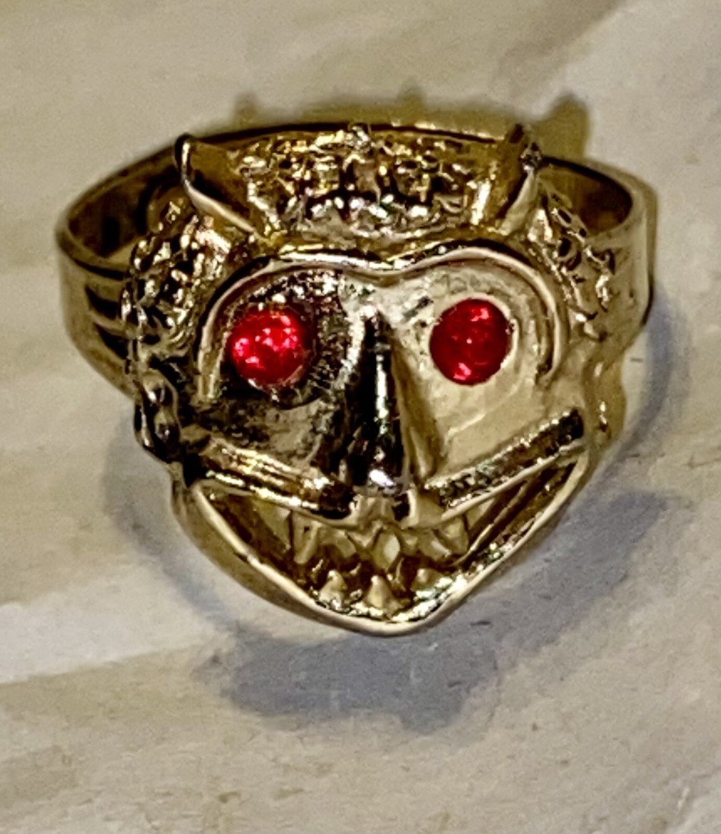 レッドデビル　devil シルバー925 バイカー　アイアンクロス　アメリカン DEVIL RING 1964 NOS Cleinman & Sons Vampire Demon Monster