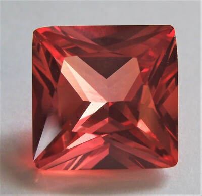 Orange Sapphire Princess 10x10mm 5.3 ct VVS D Real Brilliant Solitaire Cut Stone