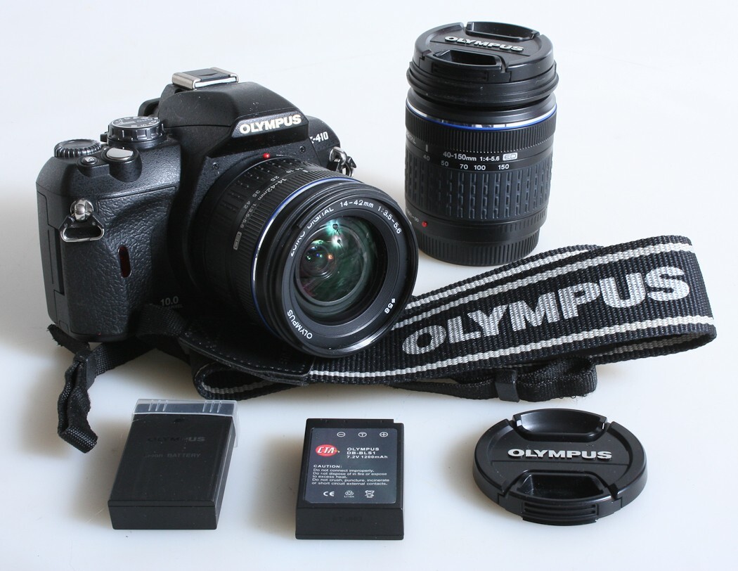 OLYMPUS E-410 CAMERA BODY W/ 14-42MM + 40-150MM LENSES, 2