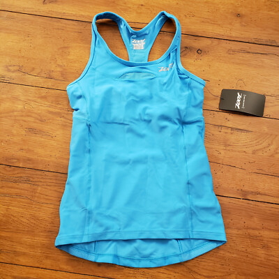 ZOOT Womens S Performance Tri Top Mali- Blue Racerback Triathlon Shirt Cycling