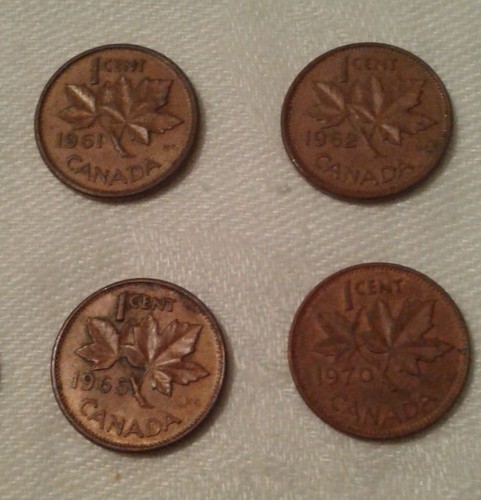 Lot of 8 Canada Pennies - 1956, 58, 61, 62, 63, 64, 65, 70 - Picture 4 of 5