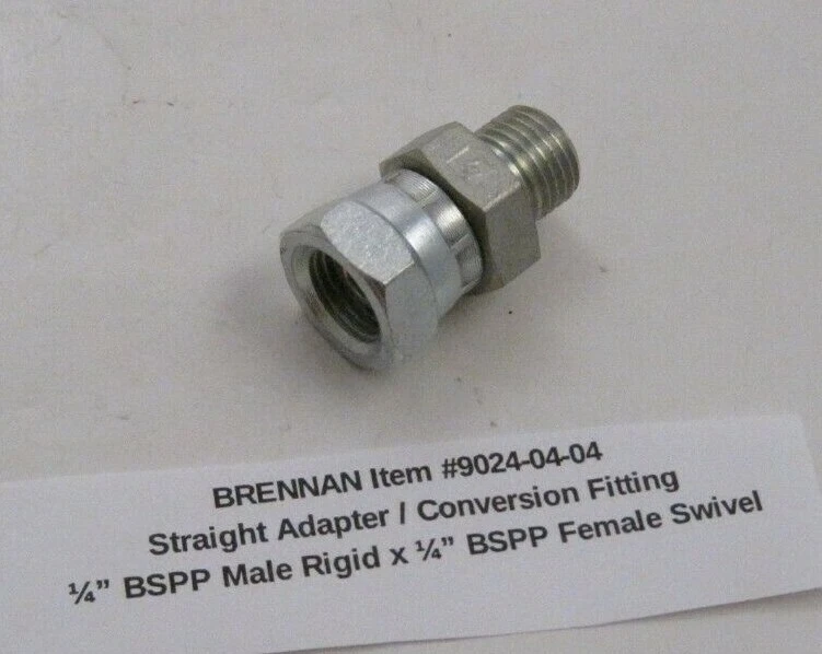BRENNAN 9024-04-04 1/4" BSPP Straight Conversion Adapter (1/4-19 Male x Female) - Image 2 of 3