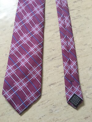 Tie rack pink multi patterned 100% silk smart classic tie 3.25'' wide 57'' long