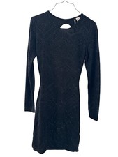 Divided Bodycon Cocktail Dress Open Back Long Sleeve Jeweled Size 8 New years